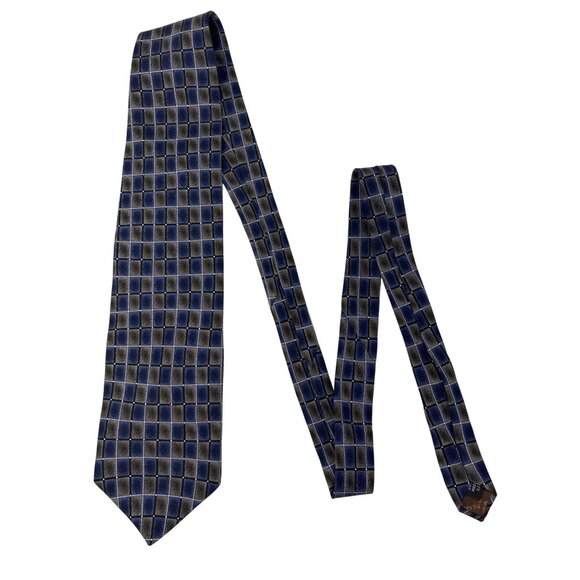 Pierre Balmain Paris Couture Vintage 100% Silk Lot‎ of 2 Ties USA Blue Red Gray - Picture 3 of 10